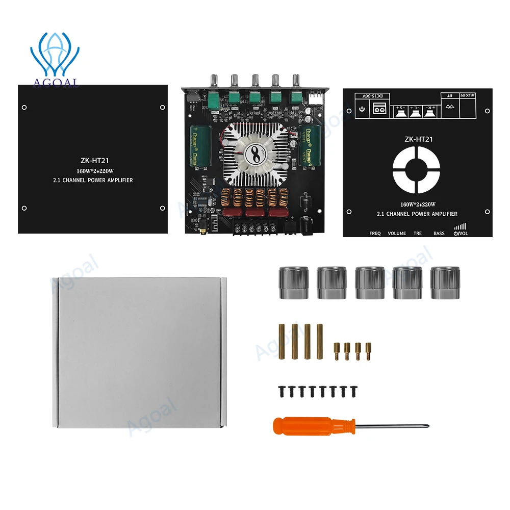 TDA7498E Built-in cooling Fan ZK-HT21 AUX Bluetooth-compatible 5.0 USB Stereo Audio Power Amplifier Board 2.1 Channel