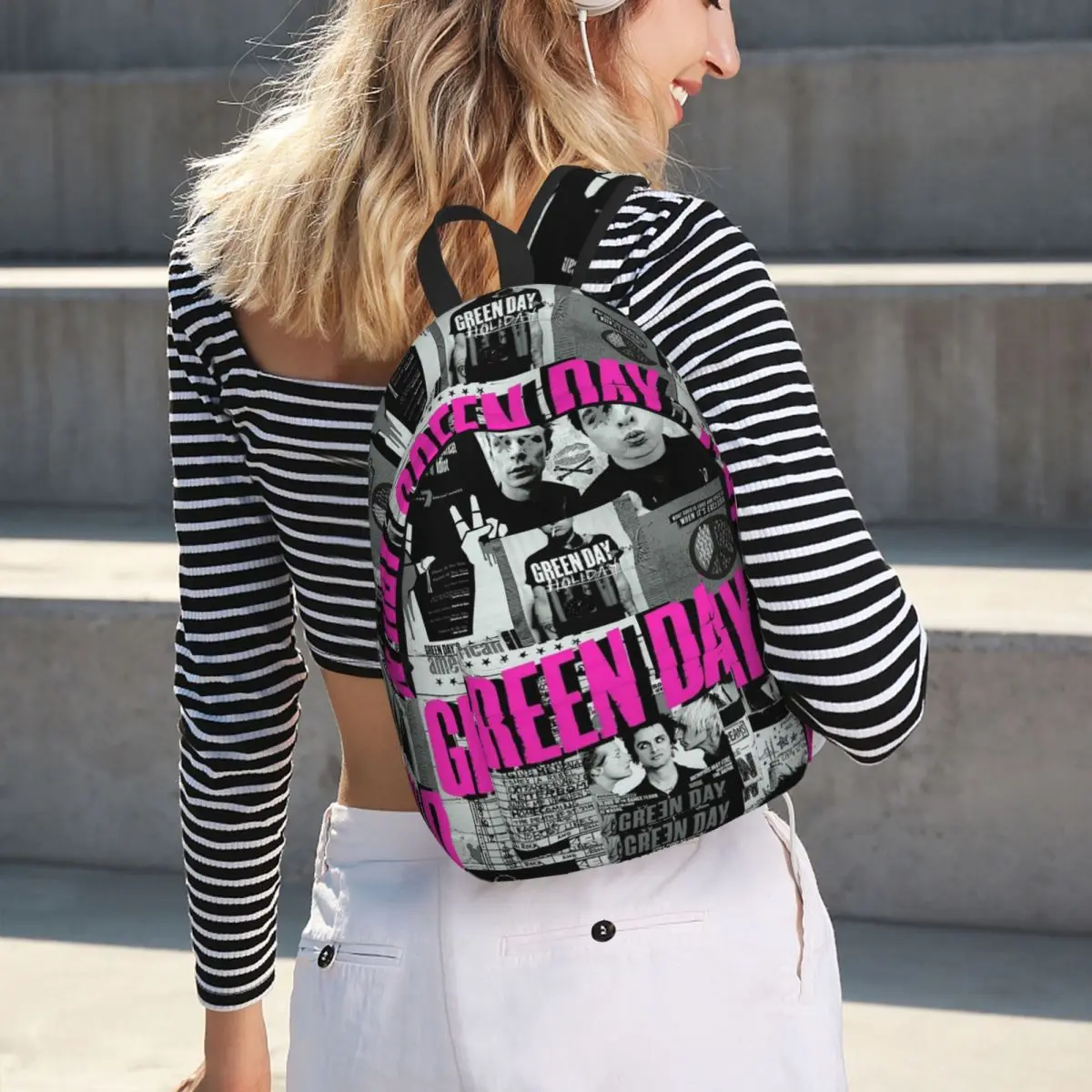 Green Day Rock Band Tour Student Backpack School Bag Hiking Travel Daypack for Men Women Bookbag Shoulder Bags