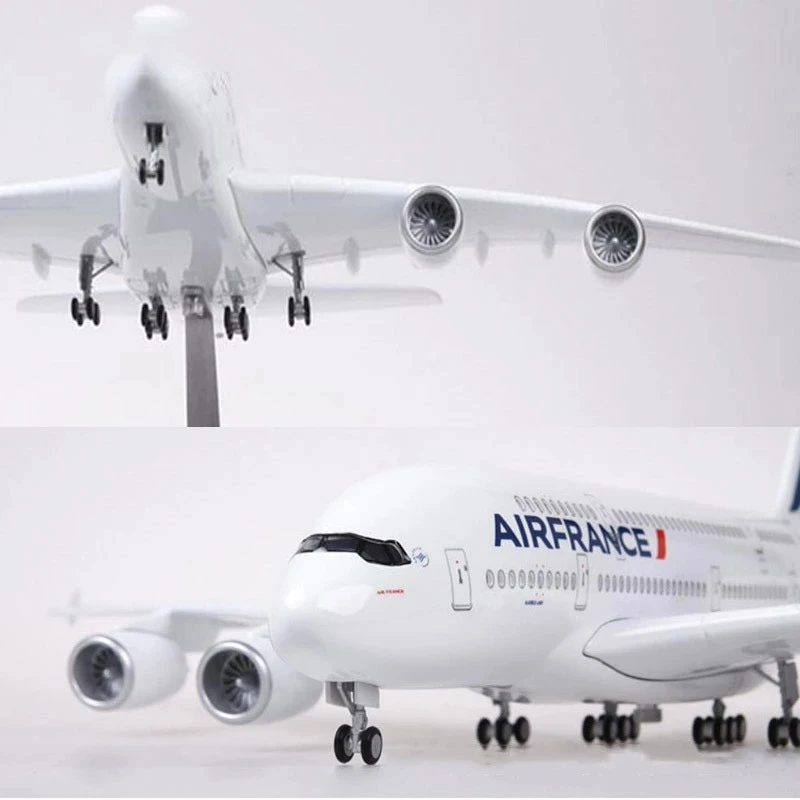 47cm Aircraft Model Air France A380 Airlines Model Plane Airplane Resin Diecas Simulation Static Passenger Material Aviation