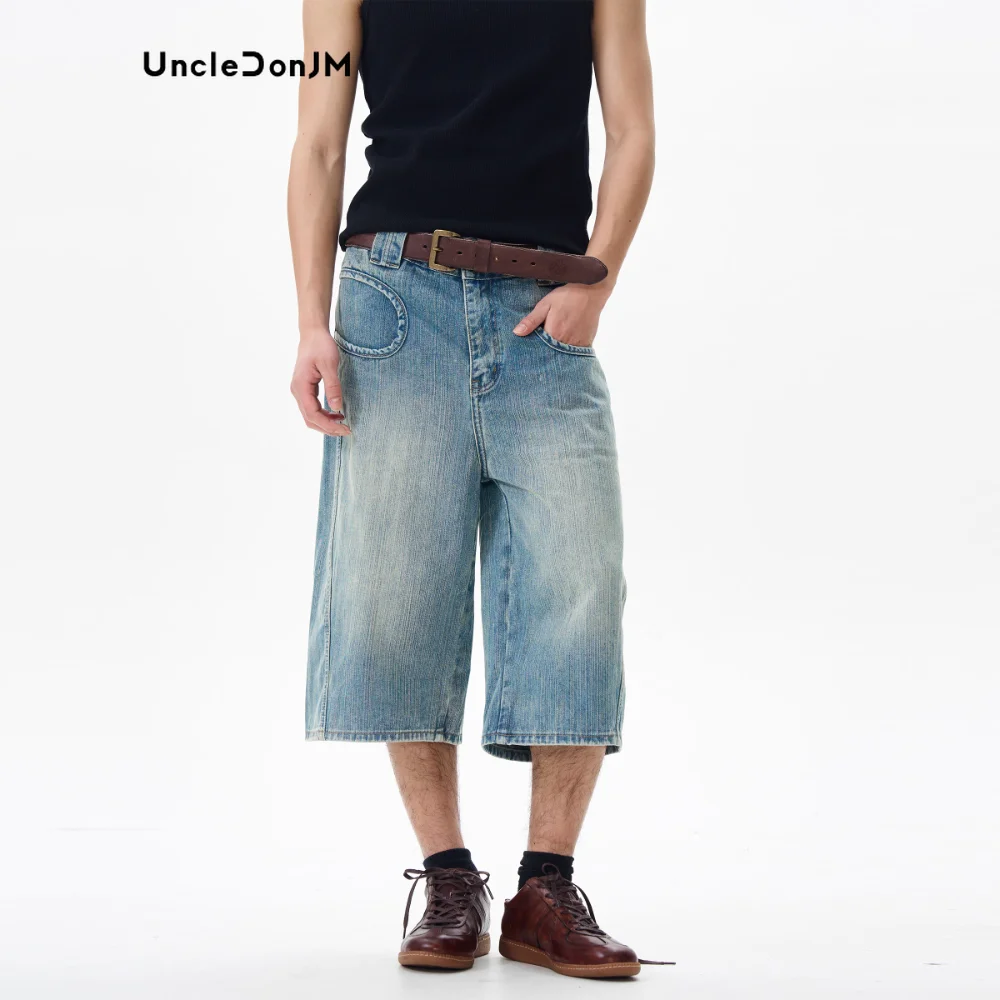 

Men's Cropped Jeans High Quality Denim Shorts Casual Stretch Comfortable Pants Jorts Blue