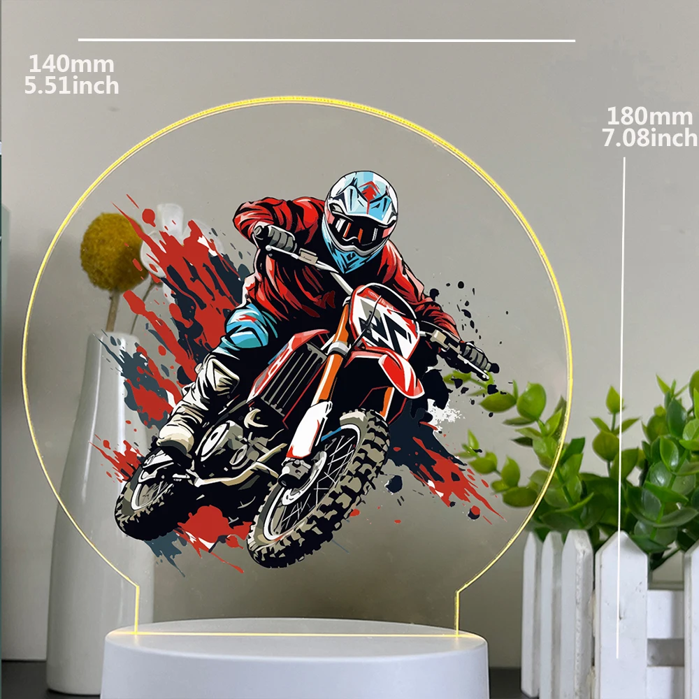 Motorcycle Funny  Acrylic Led Night Light 3D With Black Base For Bedroom Decor