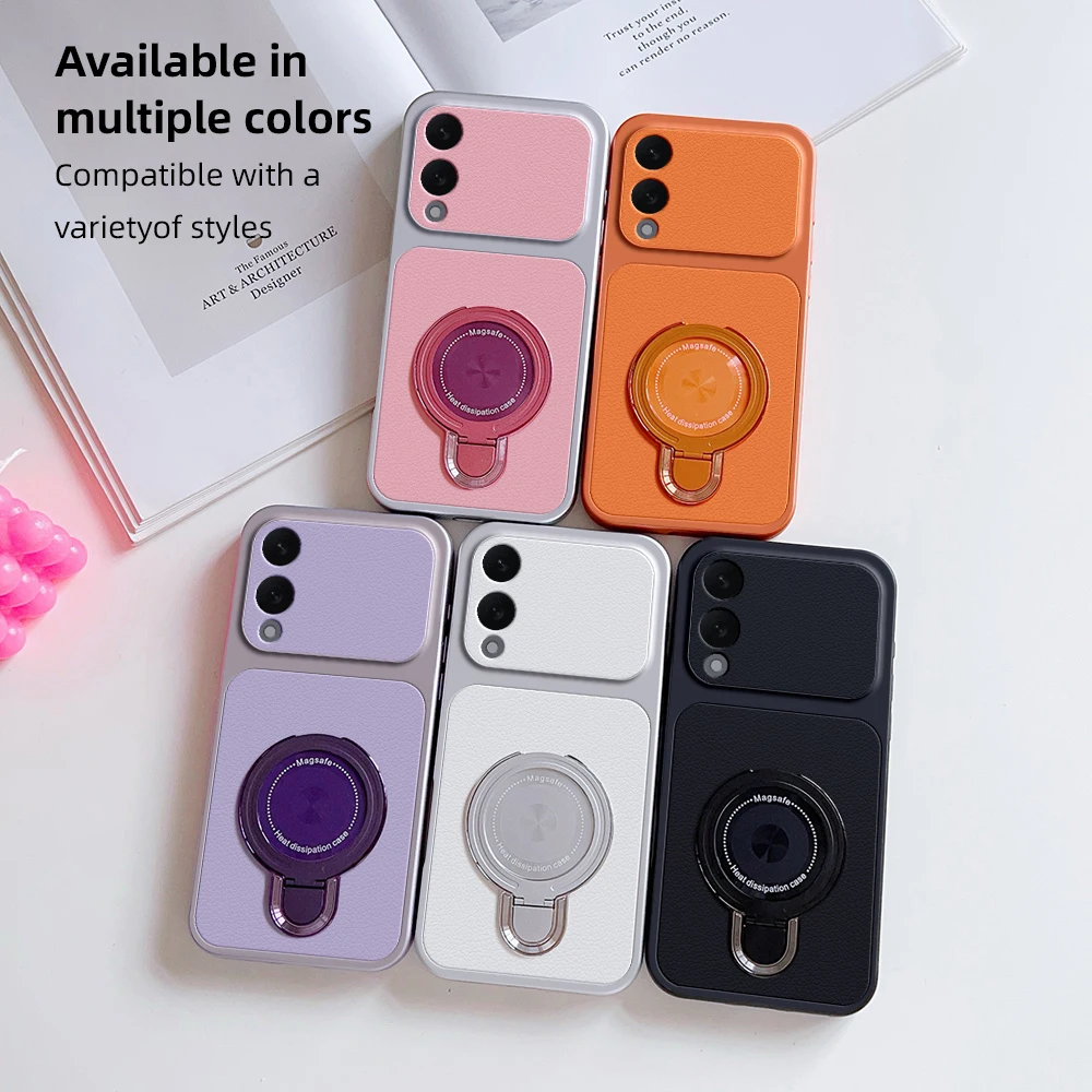 For Samsung Galaxy S25 Edge Case Samsung Galaxy S25 Edge Cover leather Case Magnetic Bracket Magsafe Holder Stand Cover
