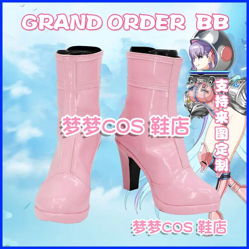 FGO Fate Grand Order BB Cosplay Shoes Women Activity Party Role Play Pink high-heeled boots