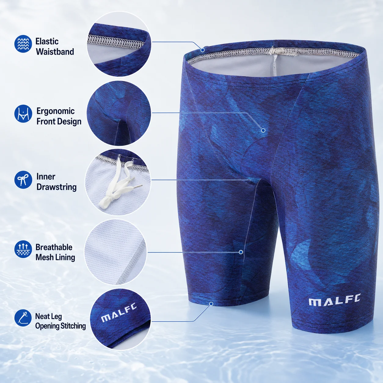 MALFC Summer Men's Swim Jammer Short Training Swimsuit Quick Drying Beach Swimming Trunks Swimwear Sports Tights Surf Shorts - view 4