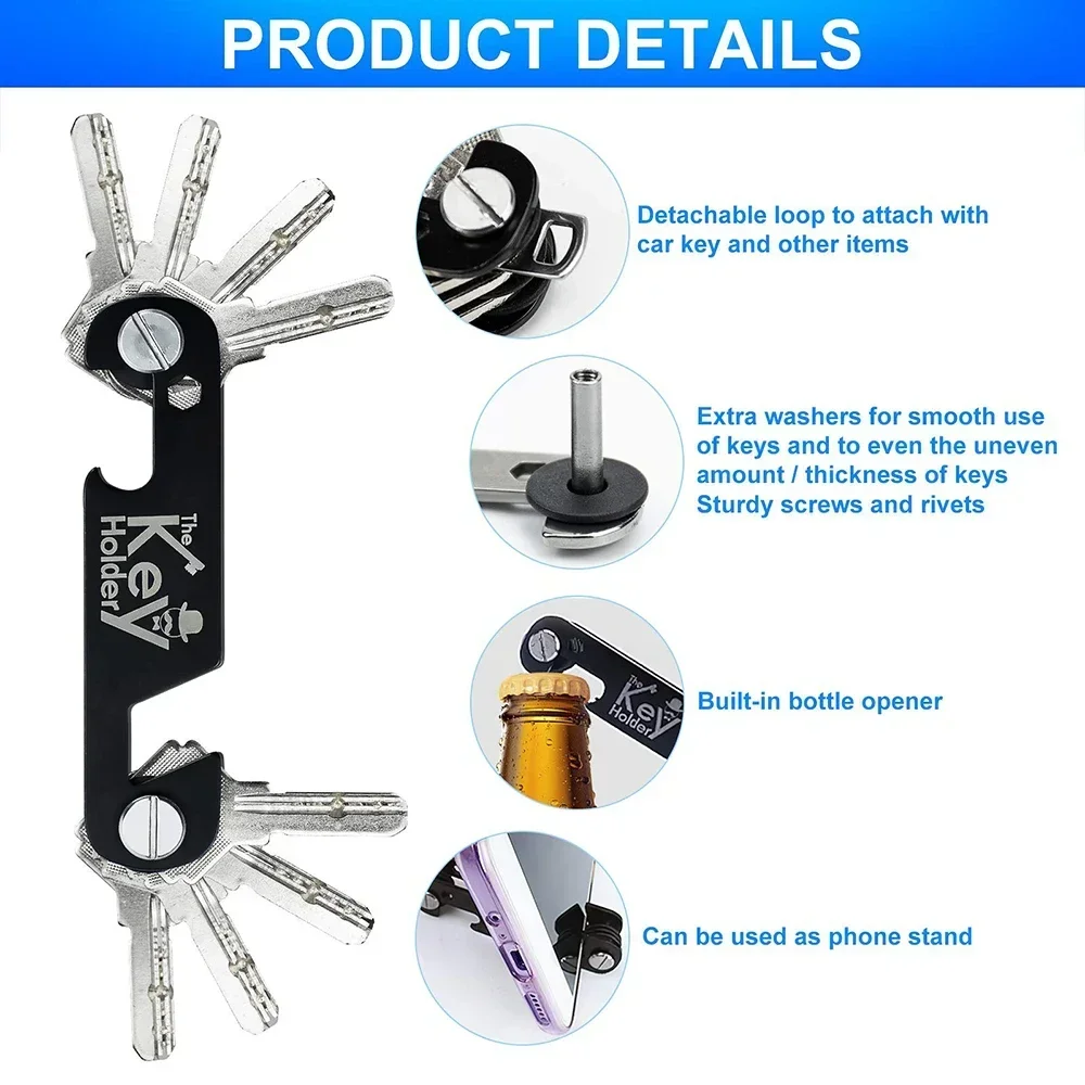 Men Gadgets Keychain Holder for Car Keys Key Organizer Wallet Compact KeySmart EDC Bottle Opener boyfriend gift Key Chain