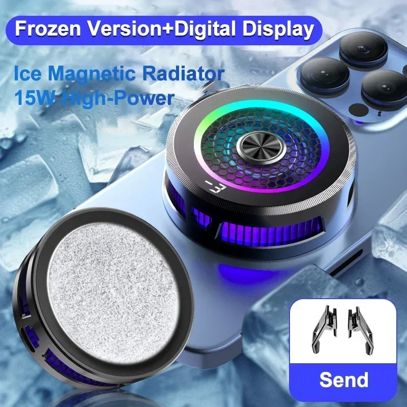 AL19 Mobile Phone Cooler Semiconductor Fast Cooling Fan Radiator Magnetic/Back Clip 2 IN 1 Cool Heat Sink for IOS Android PUBG