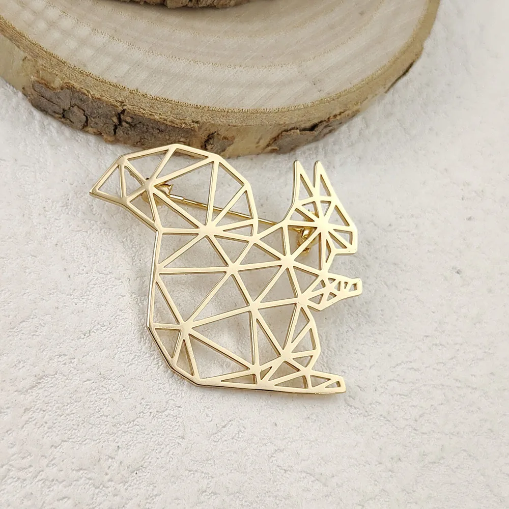 بروش على شكل سنجاب مجوف من الفولاذ المقاوم للصدأ مطلي بالذهب عيار 18 قيراط، إكسسوارات بدلة سوداء، مجموعة مطابقة لحفلات الزفاف #3