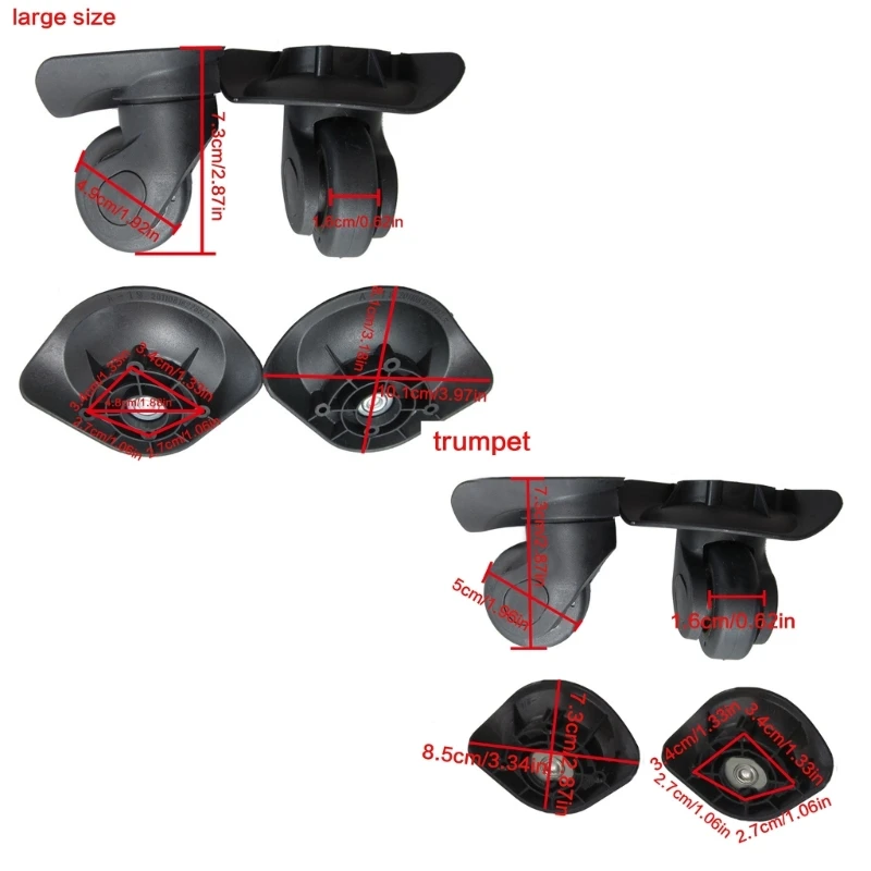 Q0KE 1 pair A19 Suitcase Luggage Universal 360 Degree Swivel Wheels Repair Accessories Trolley Wheel Parts for Women Men