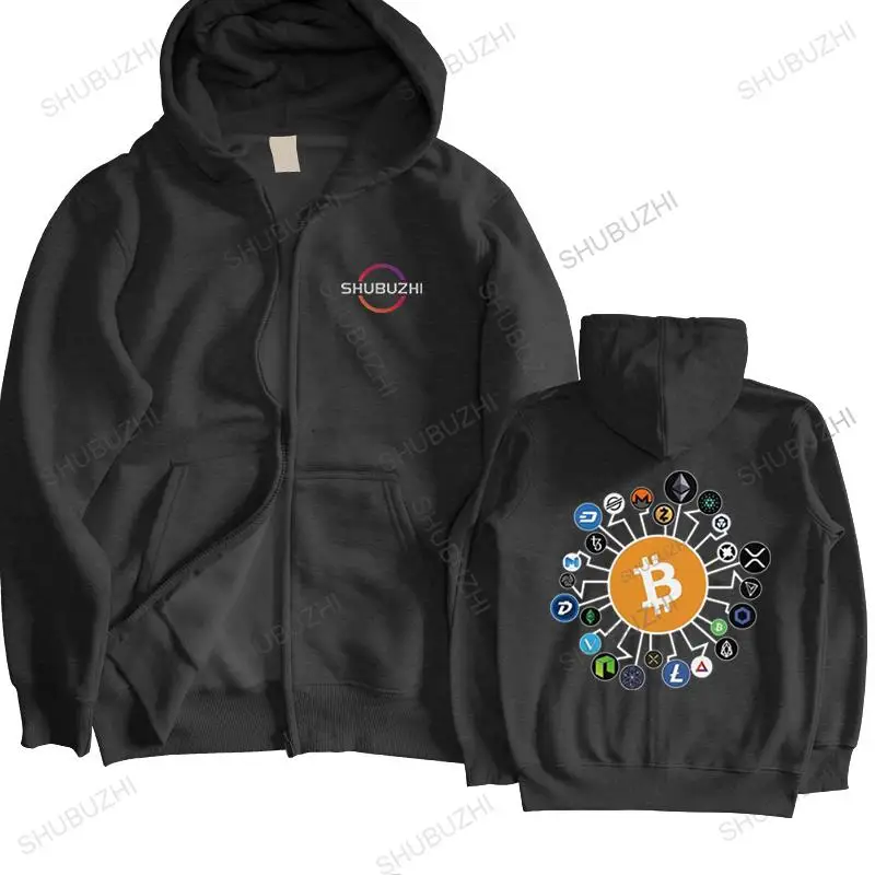 Sudadera de algodón con cremallera para hombre, Sudadera con capucha de Bitcoin Cryptocurrency Crypto Btc, Tops casuales, Blockchain Geek, estampado de letras