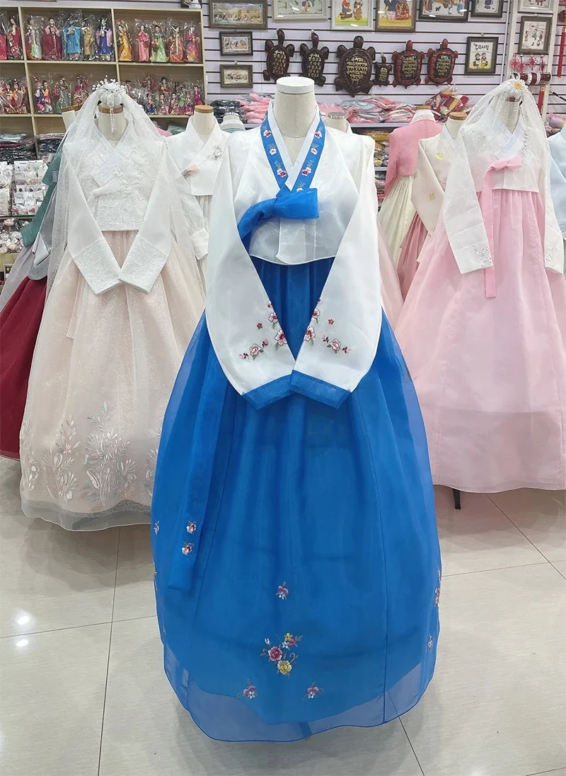 

Hanbok Dress Blue Elegant Fashion Decal Hanbok National Traditional Hanbok Celebration Banquet Performance Clothing