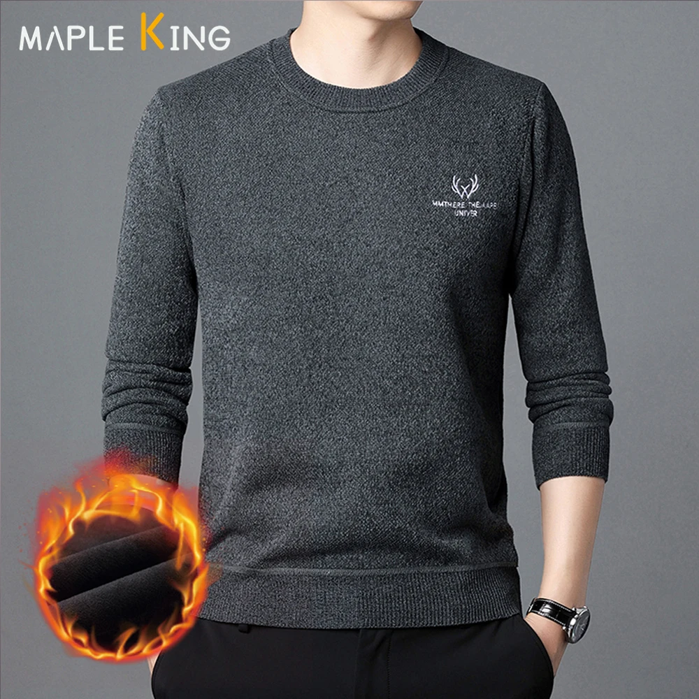 Vintage Sweater Mens Coats Luxury Pullover Embroidery Solid Social Business Sueter Masculino Korean Men Knit Jumper Sweaters