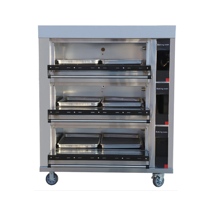 Professional Digital Control Stainless Steel 3 Decks 6 Trays Commercial Electric Oven for Sale