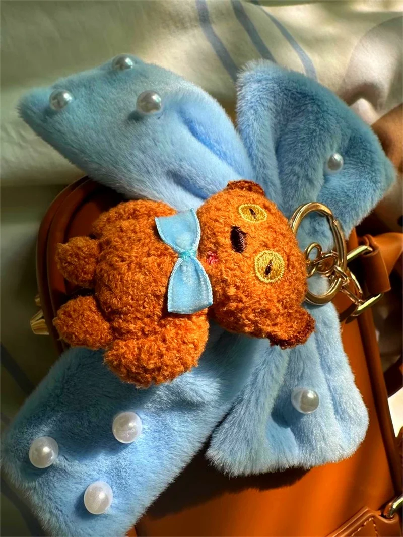 Beijing Movie Park Special Series: Large Yellow Man & Lady Tim Plush Bear Handbag with Handle and Adjustable Shoulder Strap