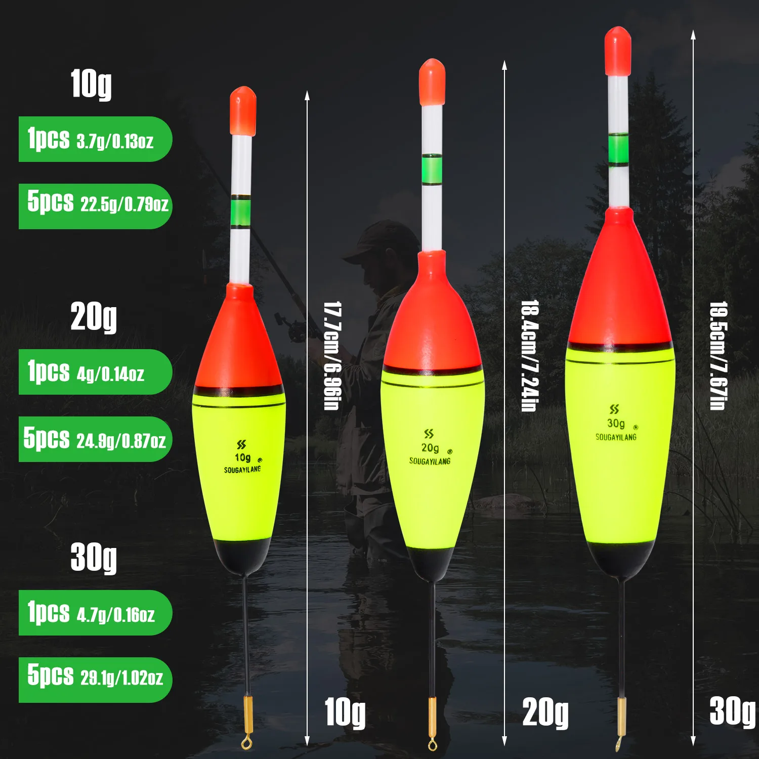 Sougayilang Flotador EVA con caña fluorescente – Alta sensibilidad - imagen 4