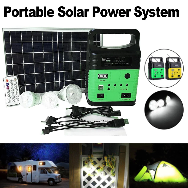 Imagem -02 - Mini Gerador de Energia Solar Painel Dc6w Carregamento da Bateria 6v-9ah Sistema de Iluminação Led Lâmpadas Led Controle Remoto ao ar Livre