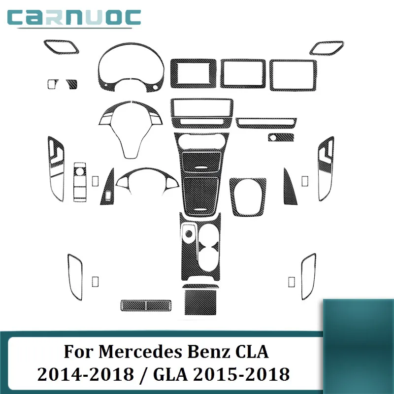 

Carbon Fiber Black Stickers For Mercedes Benz CLA 2014-2018 / GLA 2015-2018 Car Interior Decorative Accessories