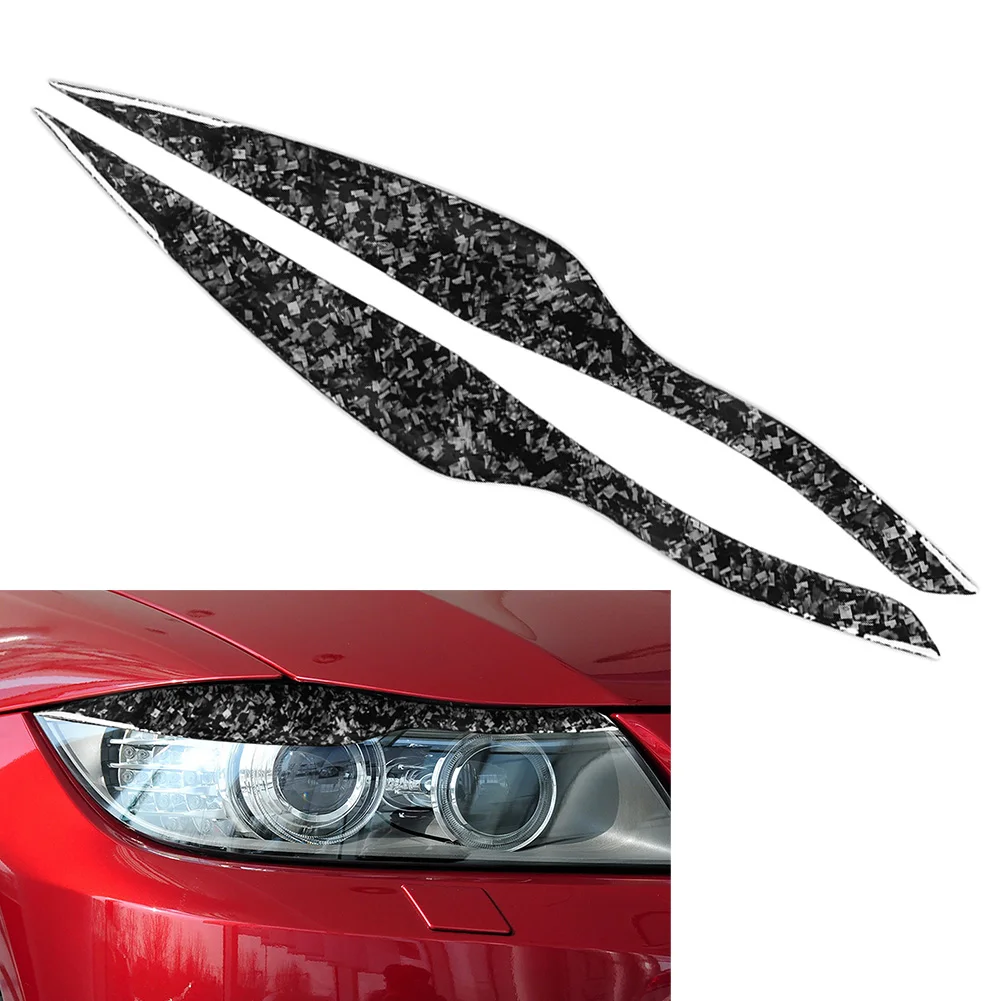 2x Car Headlight Eyebrow Eyelid Cover Headlamp Decoration Trim For BMW E90 E91 3 Series 2005 2006 2007 2008 2009 2010 2011 2012