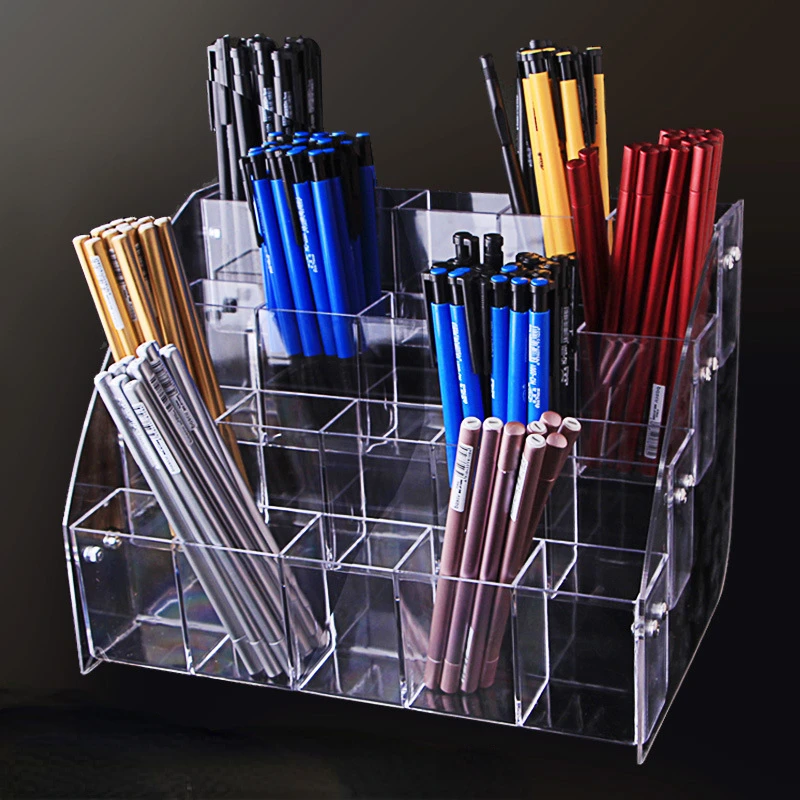 Clear Acrylic Makeup Organizer Eyebrow Pencil Pen Holder Display Case Stand Office Desk Accessories