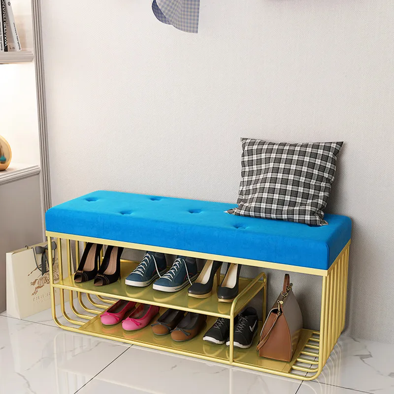 Aangepaste Nordic Stijl Huis Opslag Schoenenrek Entree Kast Schoen Veranderende Sofa Lage Kruk Kleding Winkel Proberen Op Schoen Kruk