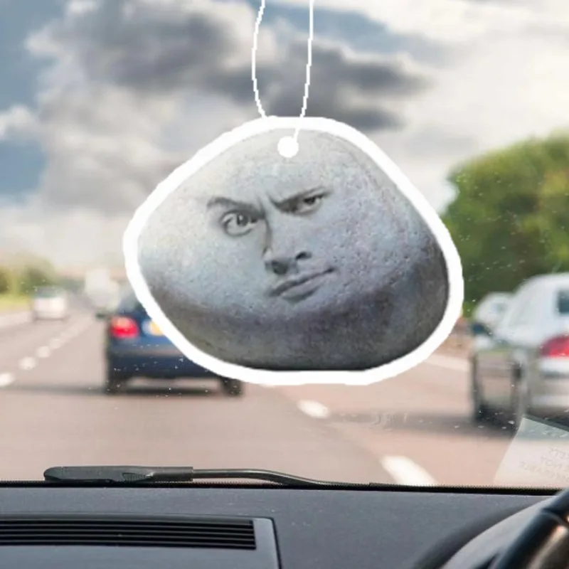 Skeptical Stone Face Auto-Duftaufhänger – virales Internet-Meme, Spiegelentlüftung zum Aufhängen, anhaltender Duft
