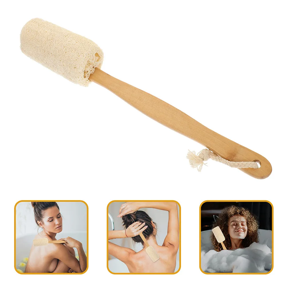 

2Pcs Natural Loofah Back Scrubber Bath Brush Long Handle Body Cleaning Tool Exfoliating Shower Accessory Shower Accessories
