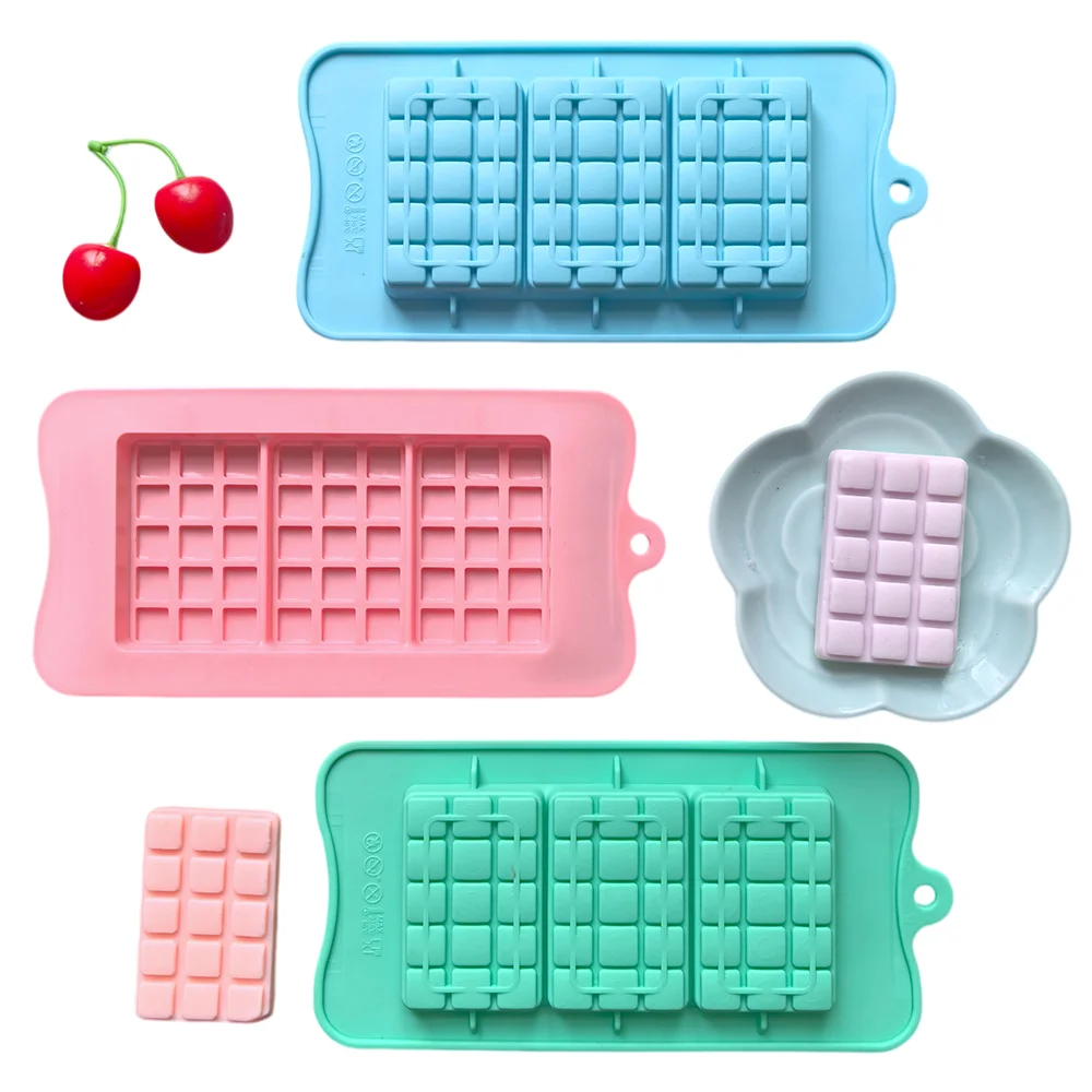 3pcs Square Chocolate Silicone Mold DIY Ice Cookies Pudding Dessert Mold Cake Decoration Kitchen Baking Utensils