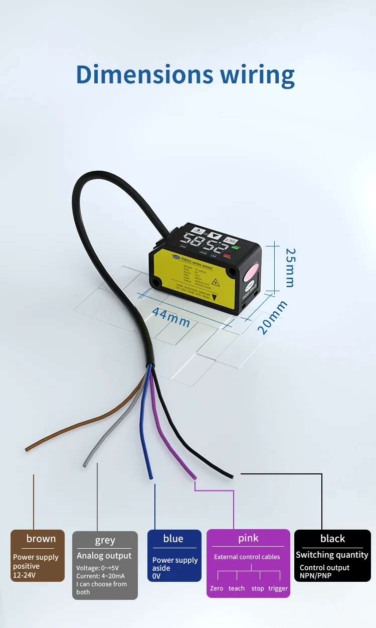 FSD22Square Shape Series High-Precision Analogue Height Thickness laser Displacement Sensors Measuring Sensor Switch Micro laser – Detail 12