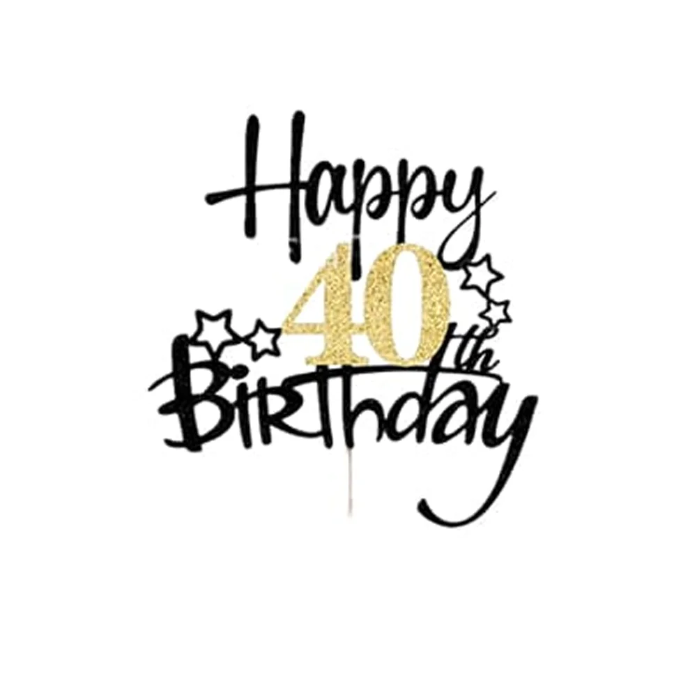 1 Stück Schwarzgold Happy 10 Birthday Cake Topper 10th 20th 30th 40th 50th 60th Loves & Wishes Partydekorationen für die Geburtstagsfeier – Detail 11