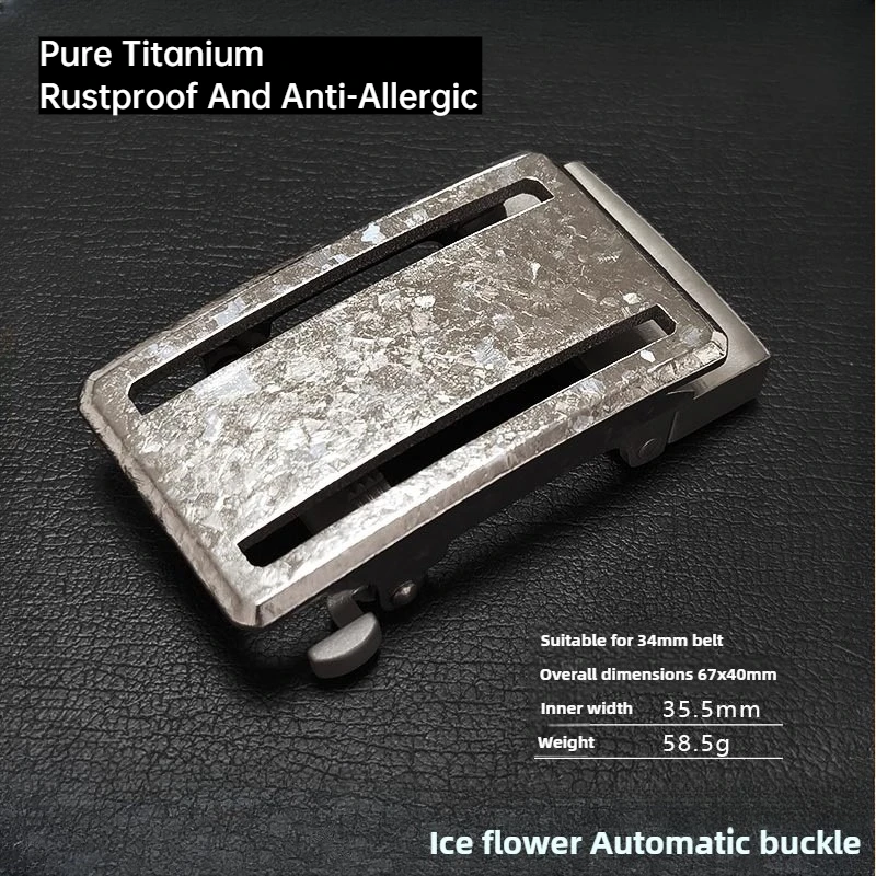 Pure Titanium 35/38mm Wide Toothless Auto Buckle Belt Head Titanium Metal Anti-allergy Rustproof Men Belt Buckle Trigger Buckle