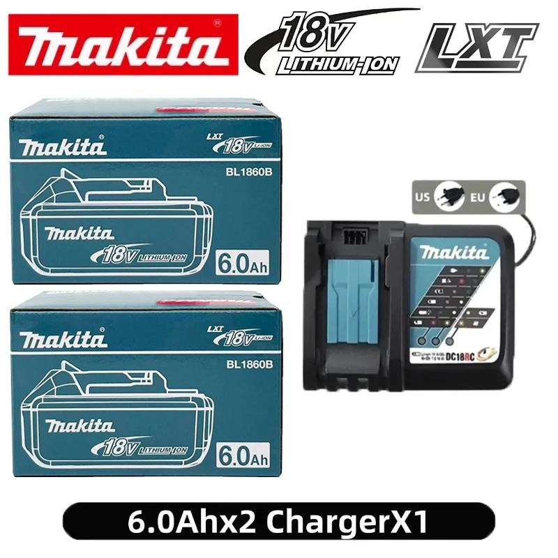 Batería de Iones de Litio Original Makita BL1860B 18V 6Ah LXT para Herramientas Eléctricas, Reemplazo de Alta Capacidad para Taladro Manual Makita 18V