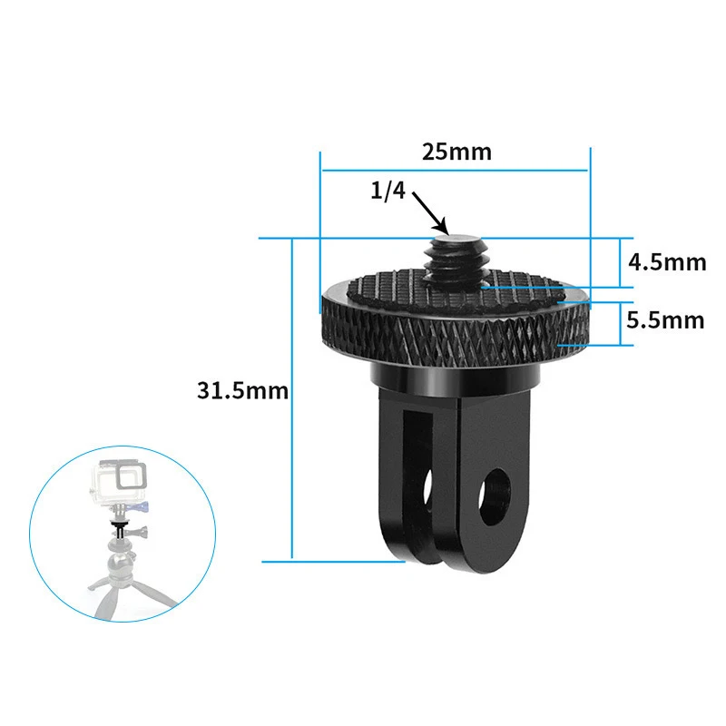 100 pçs 1/4 Polegada parafuso tripé adaptador suporte de montagem para gopro hero 9 8 7 6 5 4 xiaomi yi 4k sjcam acessórios da câmera