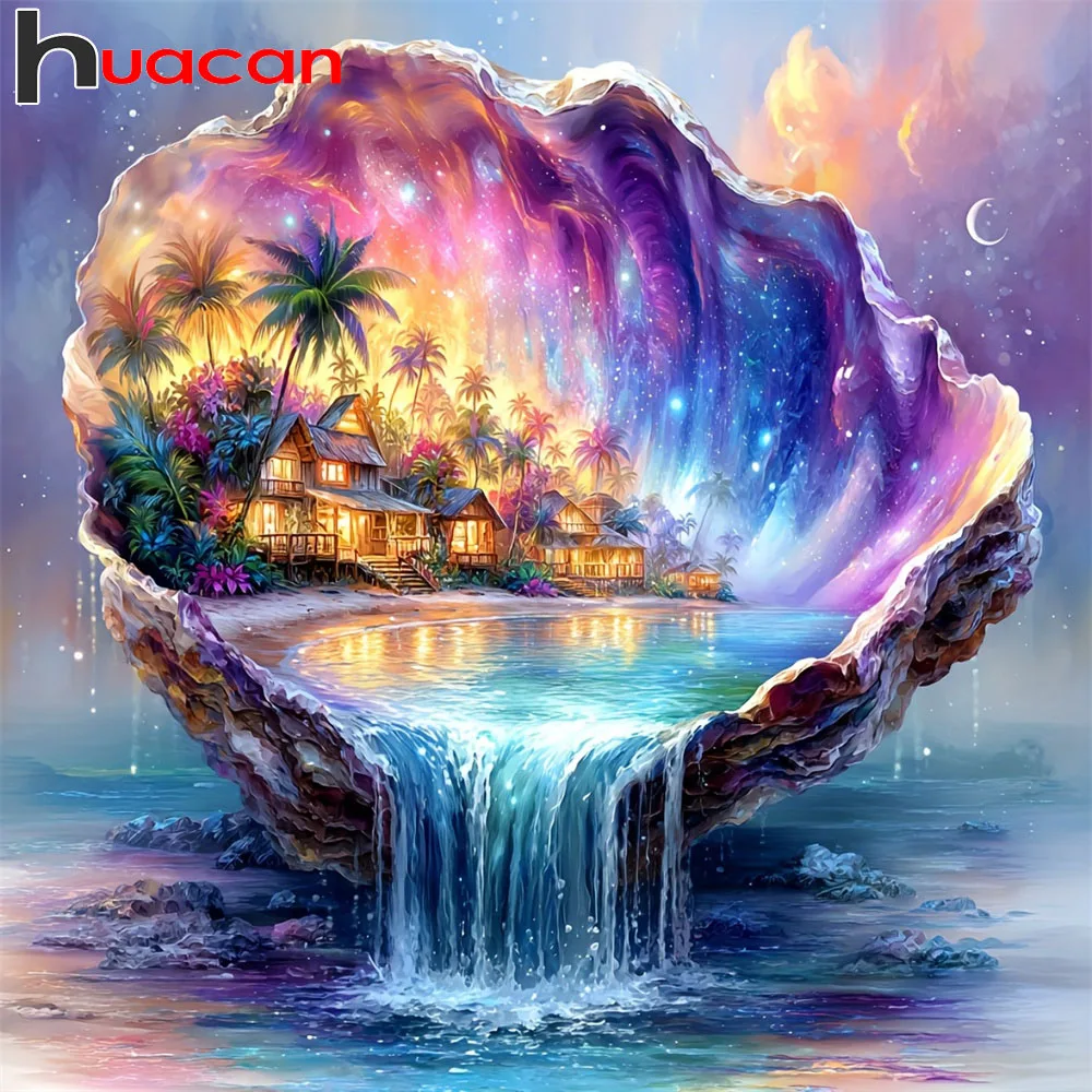 Huacan Diamantmalerei Muschel Sternenhimmel Haus Diamantstickerei Landschaft Neu 2026 Dekorative Gemälde