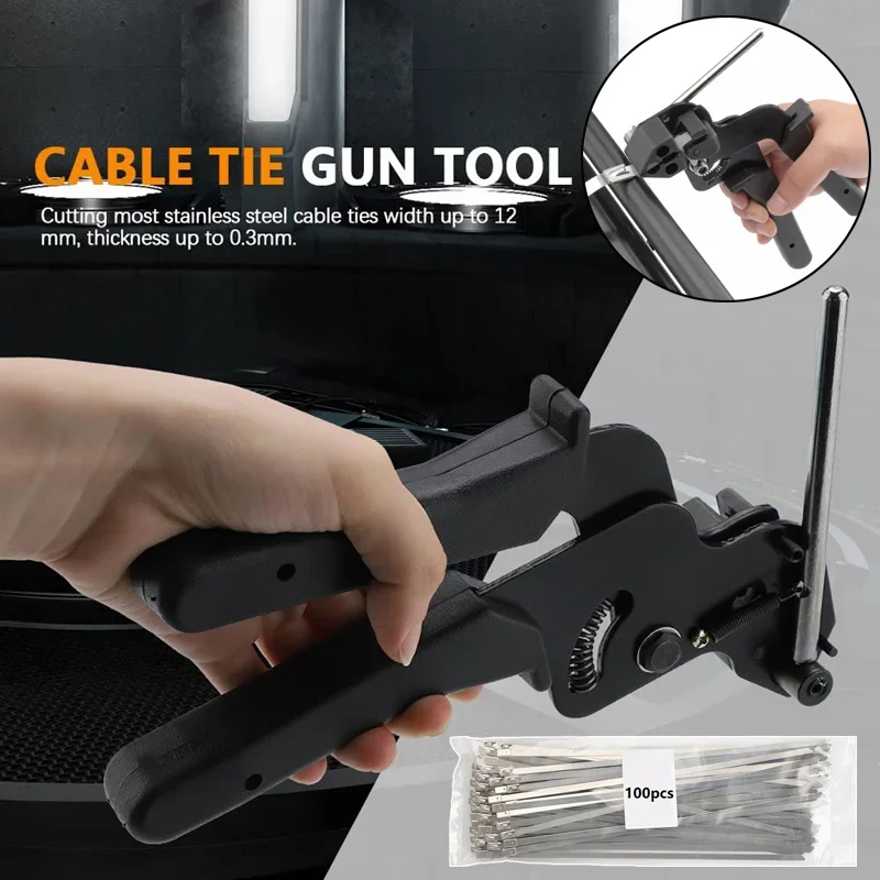 Cable Ties Plier Fastening Strap Cutting Tool Cutter Tension Automatic Zip 304 Stainless Steel Locking Tie Hand Wrap Tool