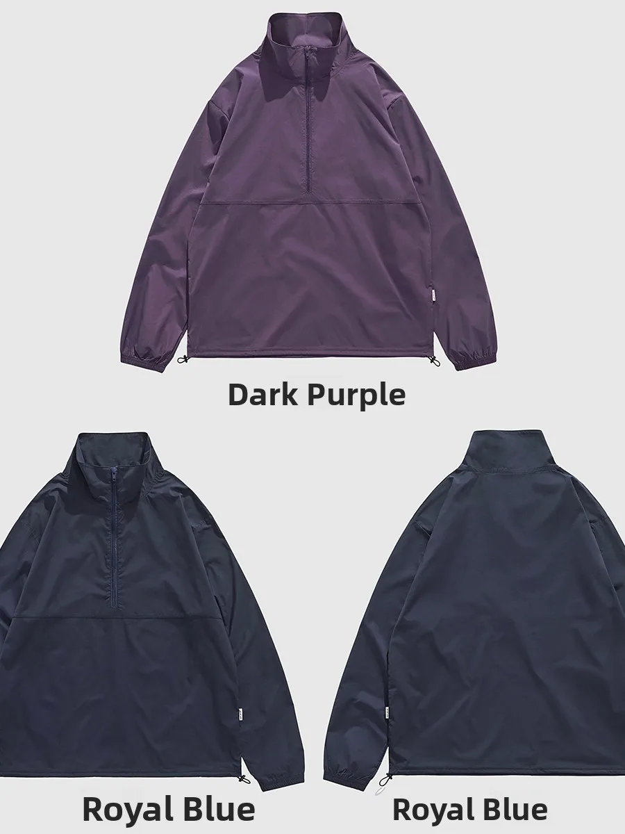 

Мужская легкая повседневная спортивная куртка из полиэстера с водонепроницаемой тканью, на молнии, с воротником-стойкой, тонкая