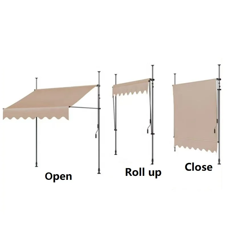 مظلة باب ستارة قابلة للطي خالية من اللكمات، مظلة مطر قابلة للسحب، متجر منزلي، مظلة فناء للشرفة مكرنك يدويًا