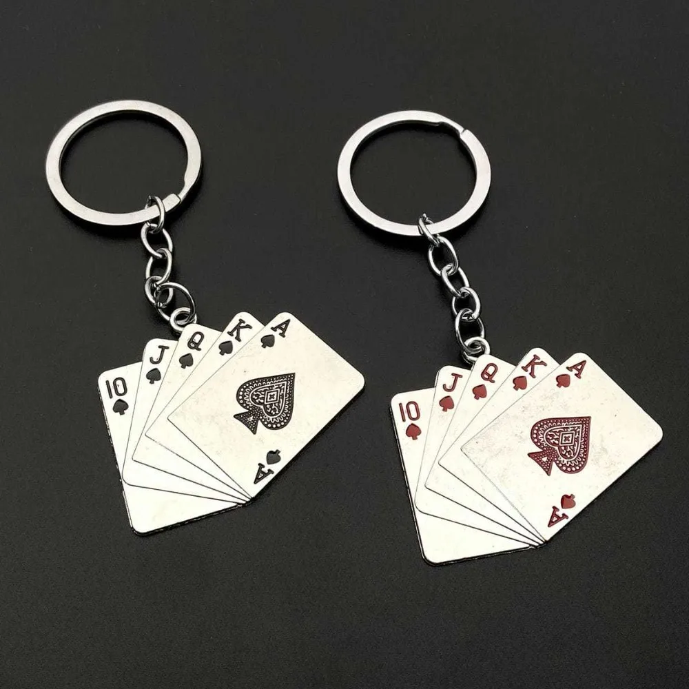 

Simulation Poker Keyring Wholesale Metal Key Pendant Keychain Accessories Cute Creative Personality Gift High-quality Card Metal