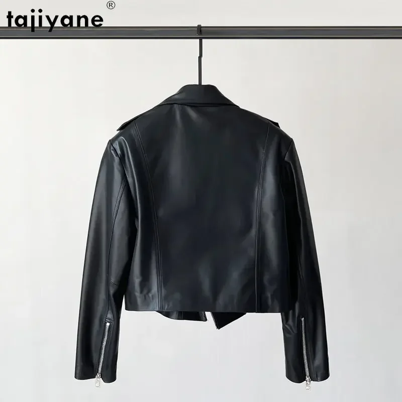 Tajiyane Genuine Sheepskin Leather Jacket Women 2023 Short Black Leather Jackets Women Real Leather Coat Zippers Biker Clothes