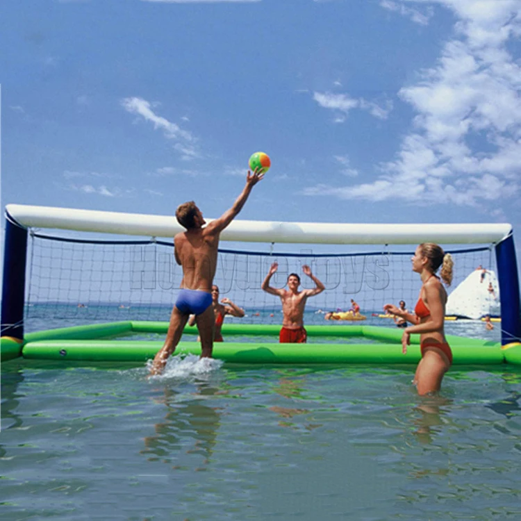 Factory hot sale floating big cheap inflatable water volleyball court