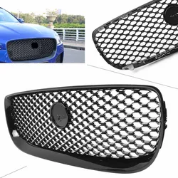 Car Front Bumper Racing Grill For Jaguar XE 2015 2016 2017 2018 X760 Glossy Black ABS Exterior Moulding Grille