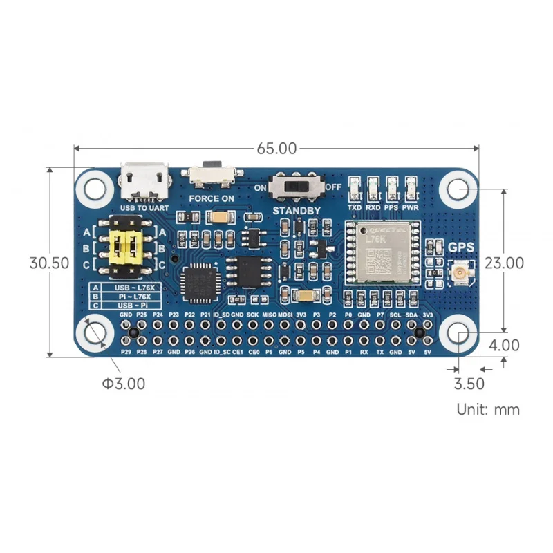 

SKU-31932 Waveshare L76K GPS HAT For Raspberry Pi, GPS / BeiDou (BDS) / GLONASS / QZSS Support