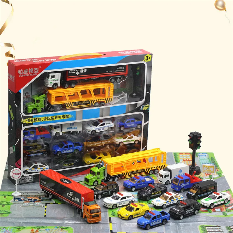 1: 55 alloy box truck transport model,Original packaging double-layer engineering car toys,children\'s gift toys,wholesale