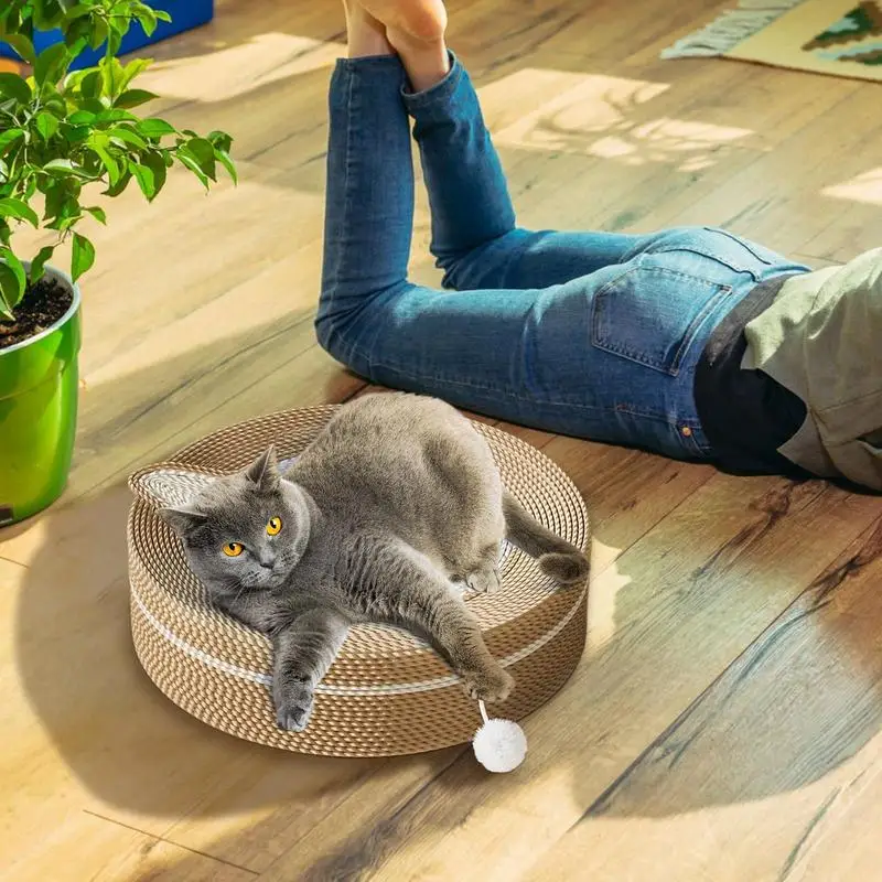 Sisal Cat Scratcher Natural Sisal Cat Bed Sisal Stress Relief Non-Slip Cat Scratching Board Sisal Pad Interactive Toy with Play