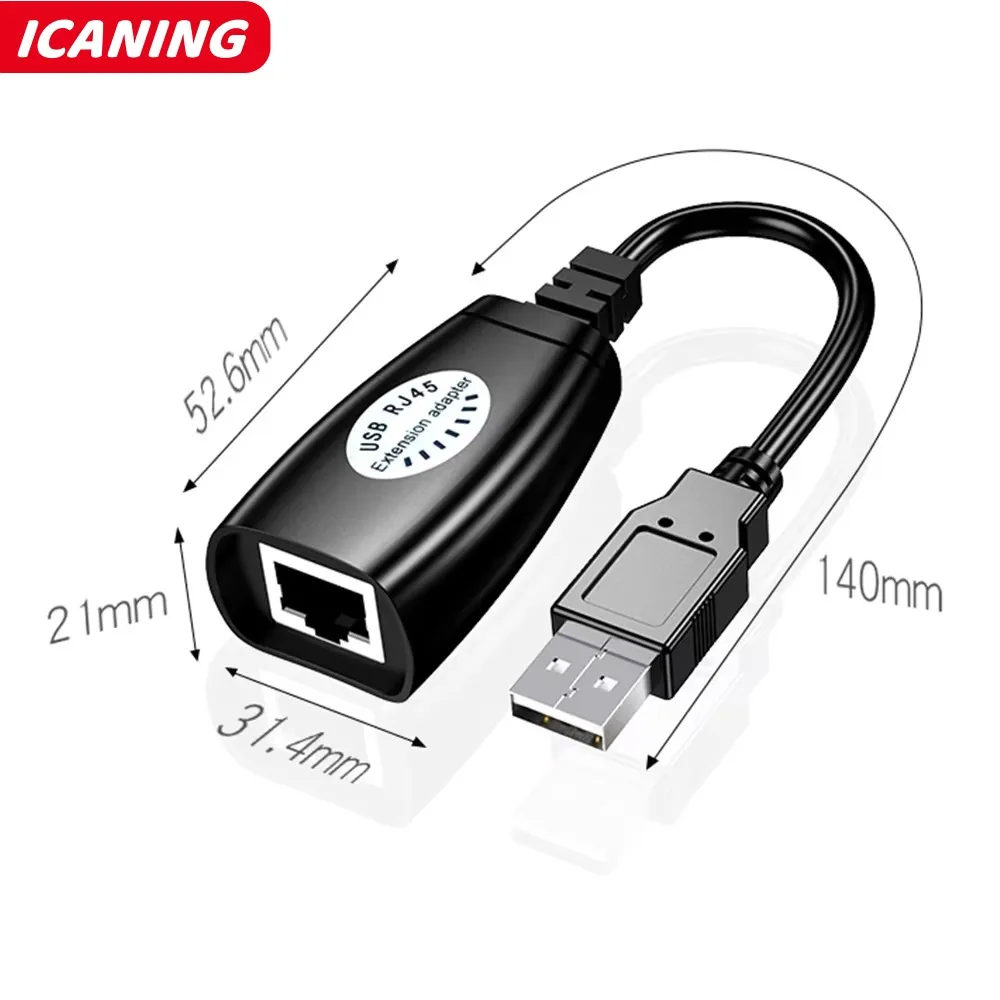 1pair USB to RJ45 LAN Cable Extension Adapter Extender Over Cat5 RJ45 Cat6 Patch Cord Black Networking Accessories image 5