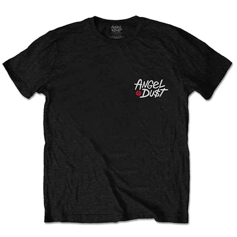 Mannen Engel Stof Mond Herhaling Rug Print Slim Fit T-Shirt Klein Zwart