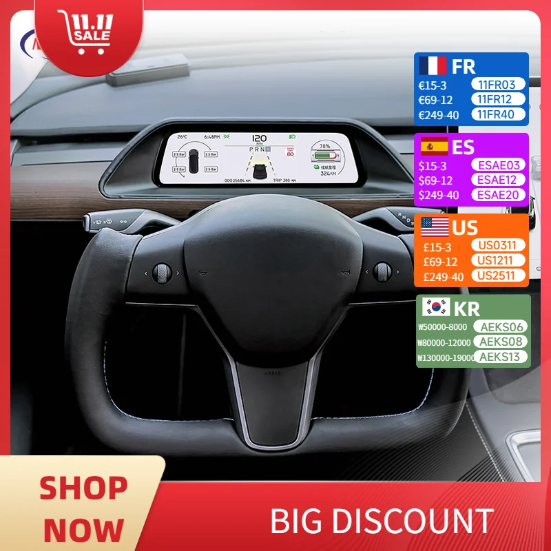 

NovaAcc For Tesla Yoke Steering Wheel Model Y 3 2017 2018 2019 2020 2021 2022 2023 Heating Black Nappa Suede Car Accessories