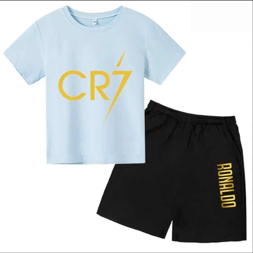 Children Boy & Girl Quick Dry Tracksuit Clothes Uniform Kid Letter Jerseys Short Sleeve Tshirt Top and Shorts 2pcs sportswear