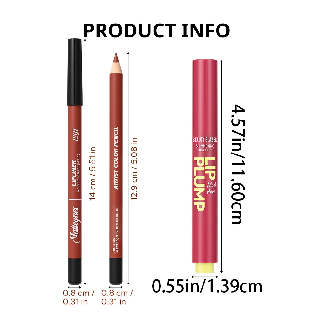 2 Stück/Set feuchtigkeitsspendender Lippenstiftstift + mattierter Lipliner, langlebig, rot, braun, lila und mehrere Farben optional