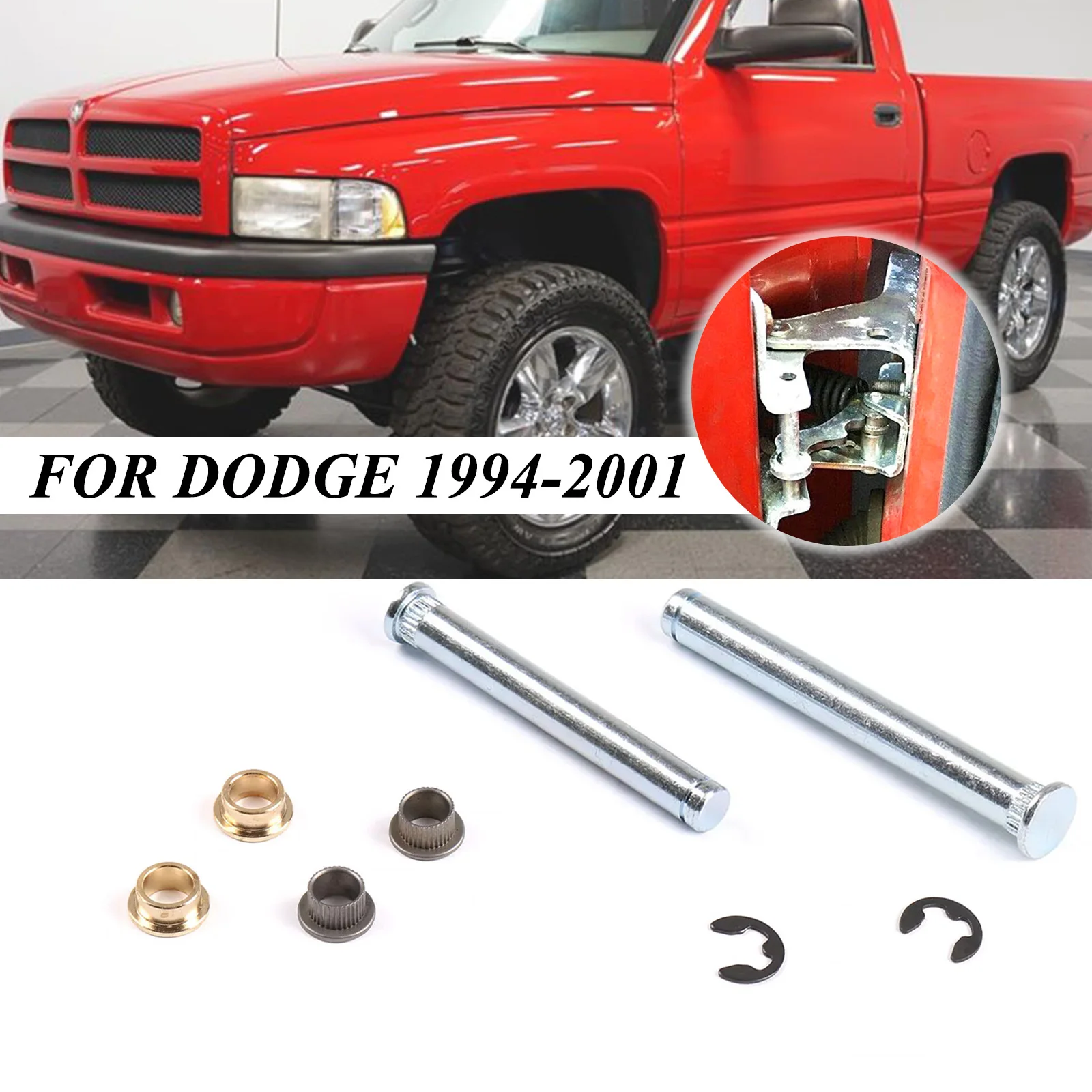 

Car Door Hinge Pin Bushing Repair Kit Lock Nuts Fit for Dodge Dakota 1994-2001 Dodge Ram 1500 2500 3500 PICKUP Replacement