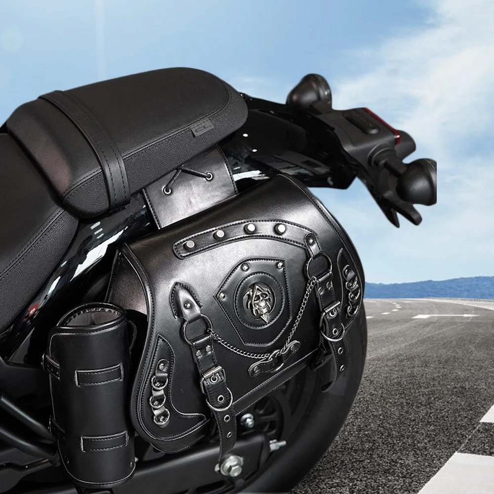 

1 Pair Motorcycle Saddle Bags Large Capacity Punk Style Locomotive Bag Waterproof Retro Motorcycle Side Bag for Multiple Models