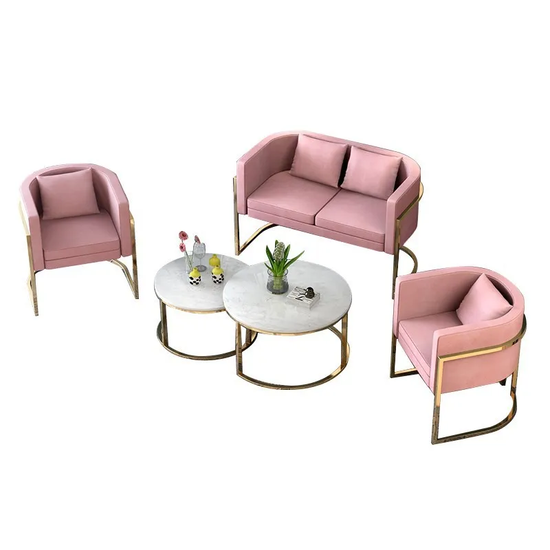 

Nordic fabric lazy sofa single combination modern apartment living room double pink, office sofa